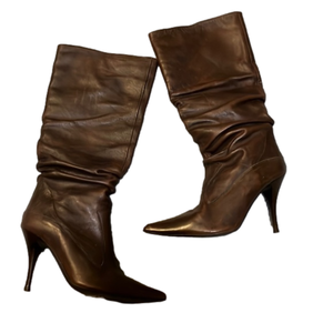 ALDO knee high soft leather high heel boots size 39 or size 8.5 brown